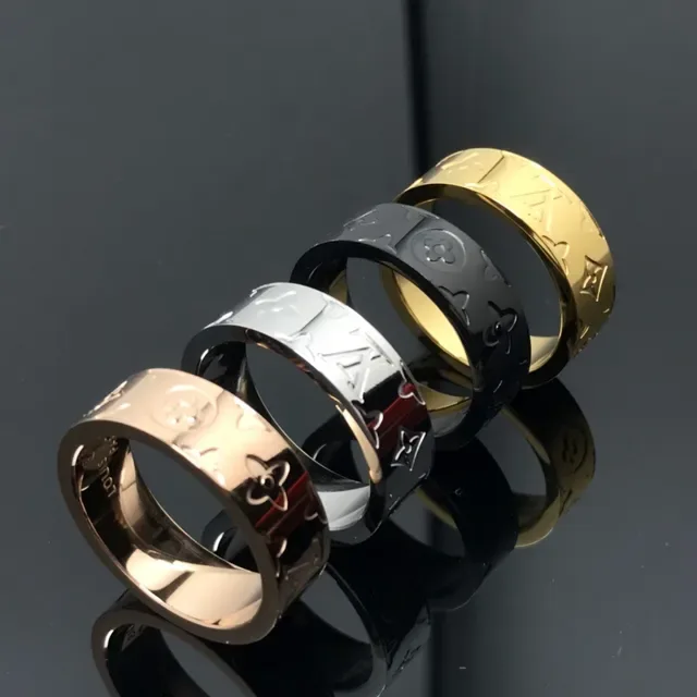 Louis Vuitton Monogram Ring Wide-Band Embossed Metallic Rings 4