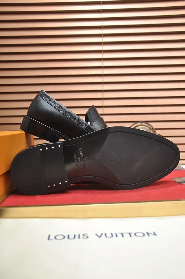 Louis Vuitton Monogram Strap Black Leather Penny Loafers 3