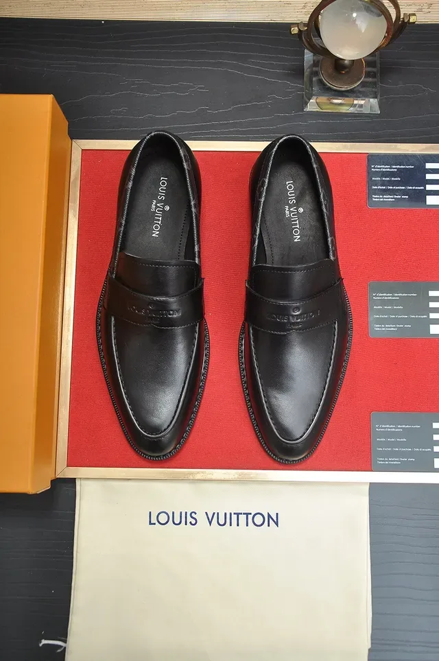 Louis Vuitton Monogram Strap Black Leather Penny Loafers 5
