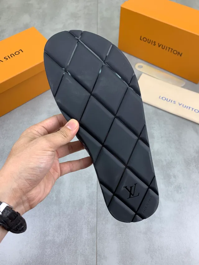 Louis Vuitton Monogram Strap Burgundy and Black Slipper 2