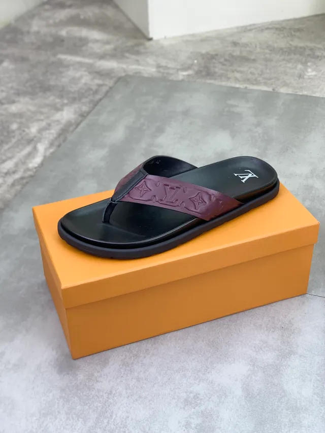 Louis Vuitton Monogram Strap Burgundy and Black Slipper 3