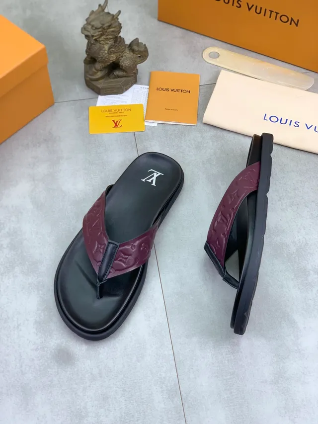 Louis Vuitton Monogram Strap Burgundy and Black Slipper 4