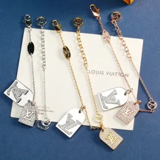 Louis Vuitton Monogram Tag Silver Gold Chain-Strung Pendants Necklace