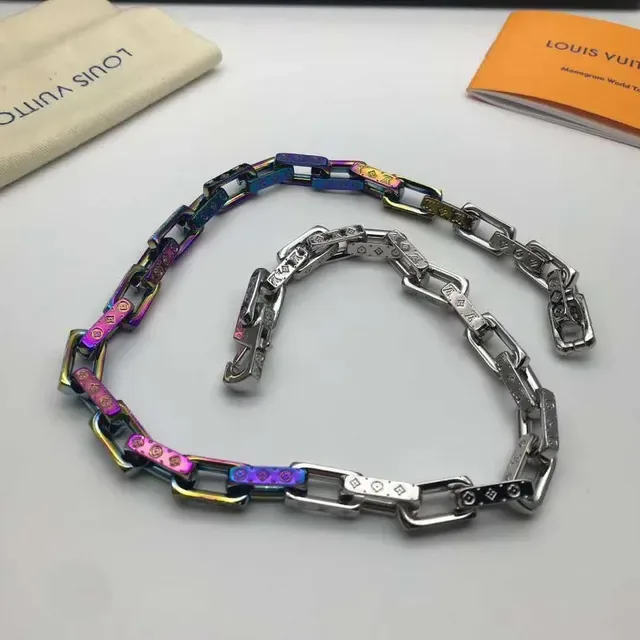 Louis Vuitton Monogram World Tour Chunky Chain Multicolor Necklace 7