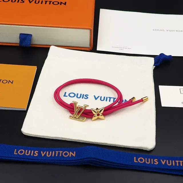 Louis Vuitton Monogram World Tour Red Gold Cord-Style Charm Bracelet 2