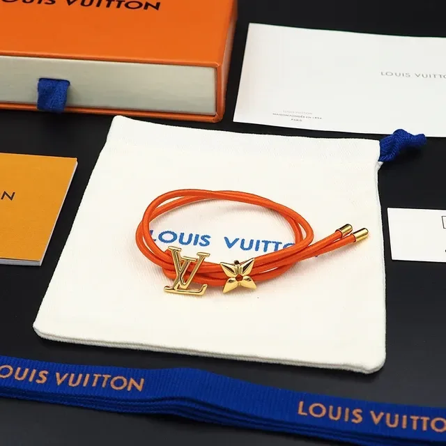 Louis Vuitton Monogram World Tour Red Gold Cord-Style Charm Bracelet 3