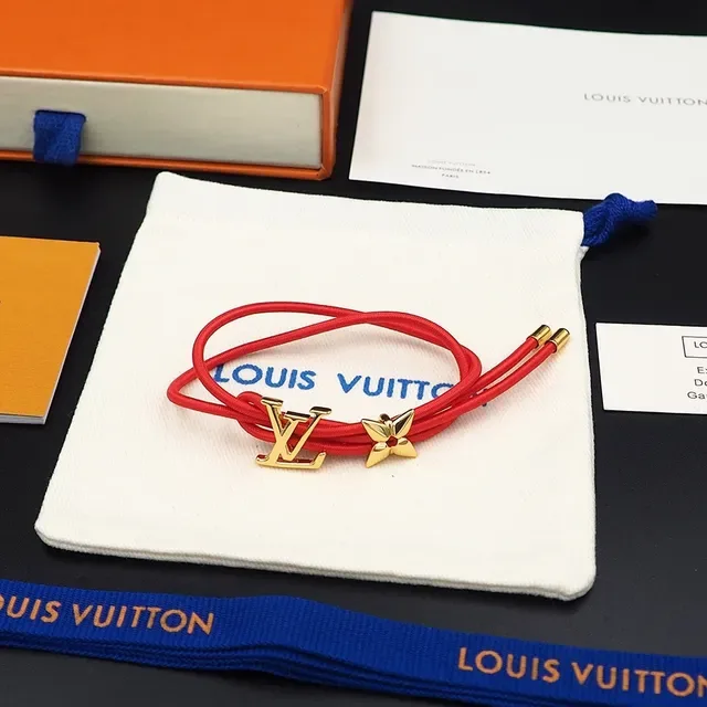 Louis Vuitton Monogram World Tour Red Gold Cord-Style Charm Bracelet 4