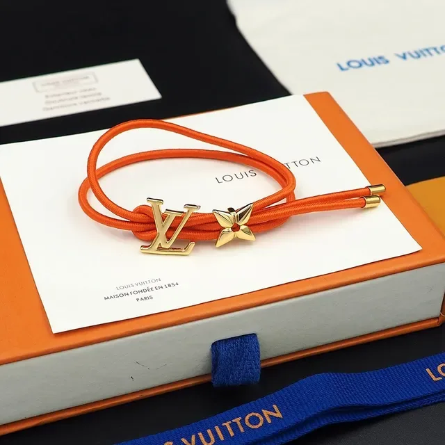 Louis Vuitton Monogram World Tour Red Gold Cord-Style Charm Bracelet 5