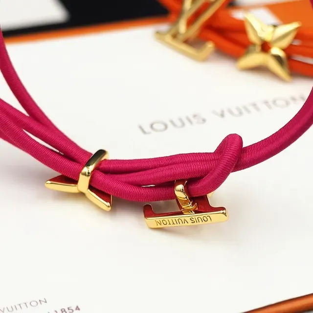 Louis Vuitton Monogram World Tour Red Gold Cord-Style Charm Bracelet 6
