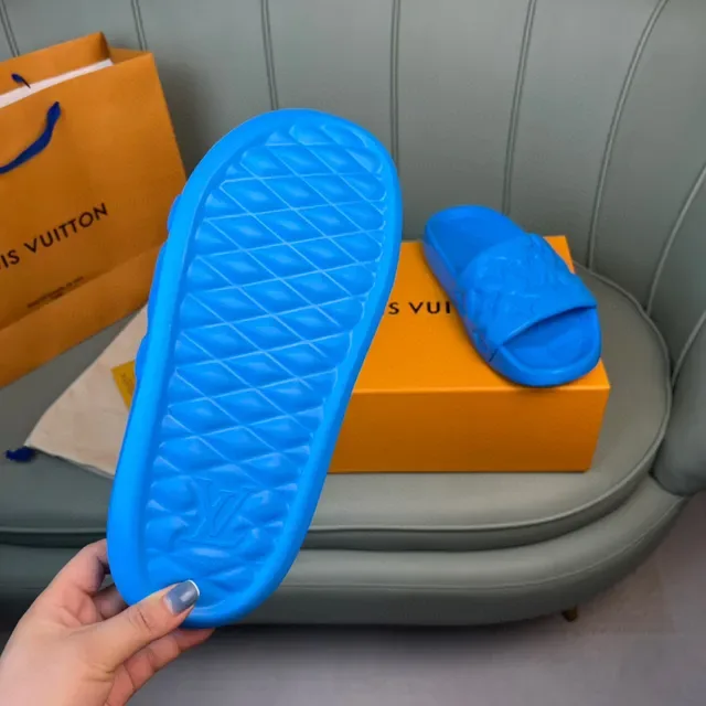 Louis Vuitton Monogrammed Blue Molded Rubber Slide Slippers 2