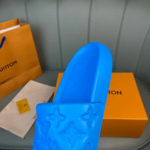 Louis Vuitton Monogrammed Blue Molded Rubber Slide Slippers 3
