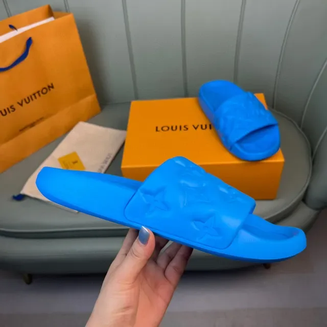 Louis Vuitton Monogrammed Blue Molded Rubber Slide Slippers 4
