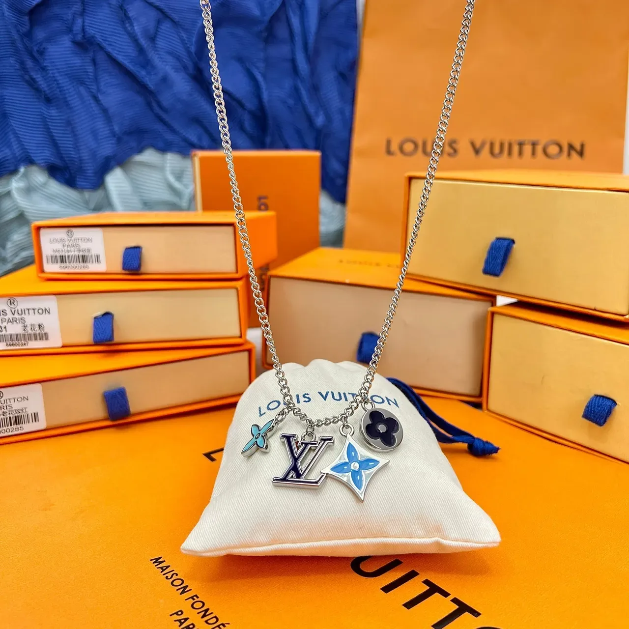 Louis Vuitton Multi-Charm Enamel Pendant Necklace 2