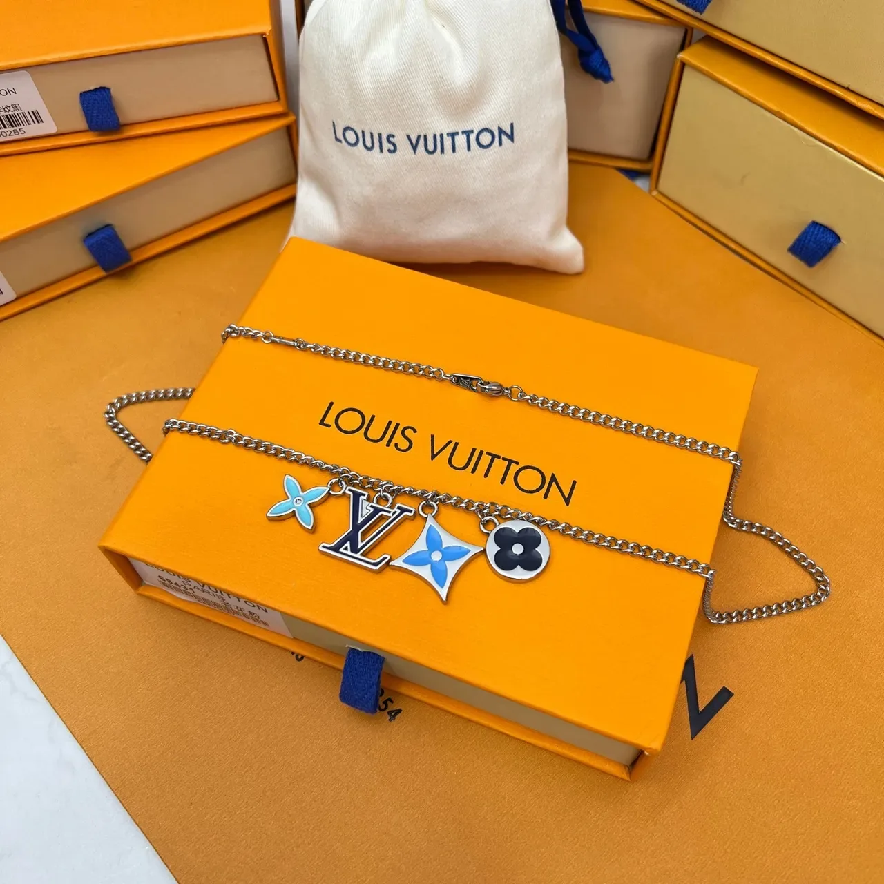 Louis Vuitton Multi-Charm Enamel Pendant Necklace 5