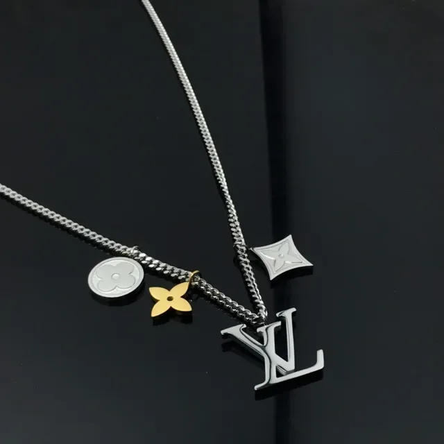 Louis Vuitton Multi-Charms Silver and Gold Pendant Necklace 2