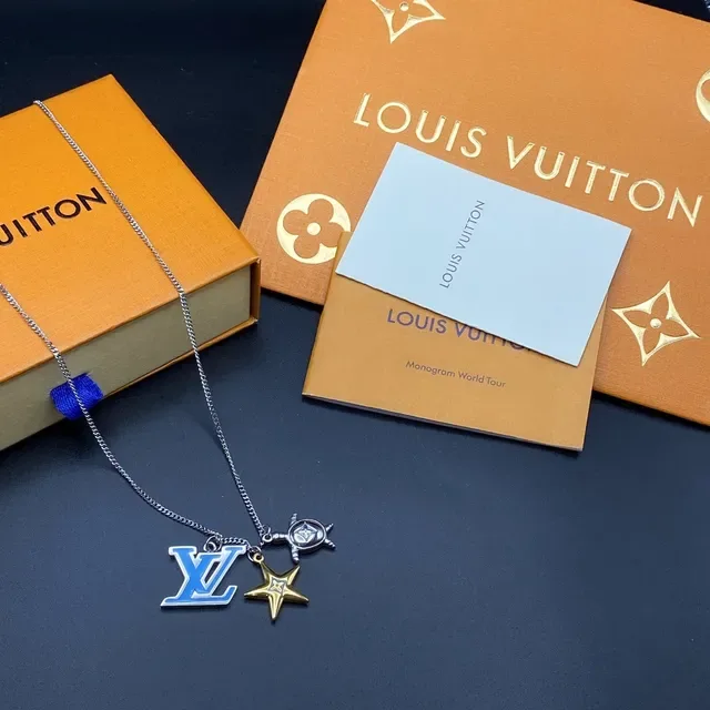 Louis Vuitton Multi-Pendant Silver Gold Chain Necklace 8