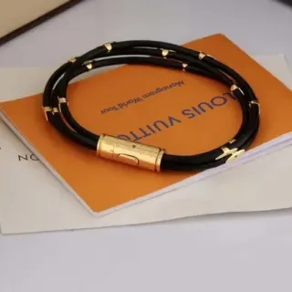 سوار Louis Vuitton متعدد اللف أسود الحبل والذهبي