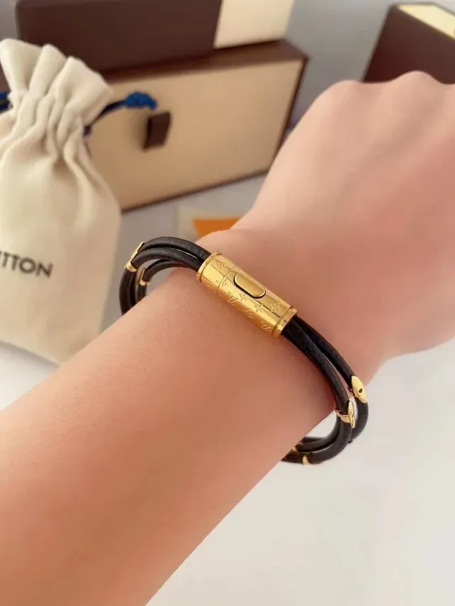 Louis Vuitton Multi-Wrap Black Cord and Gold-Tone Bracelet 3