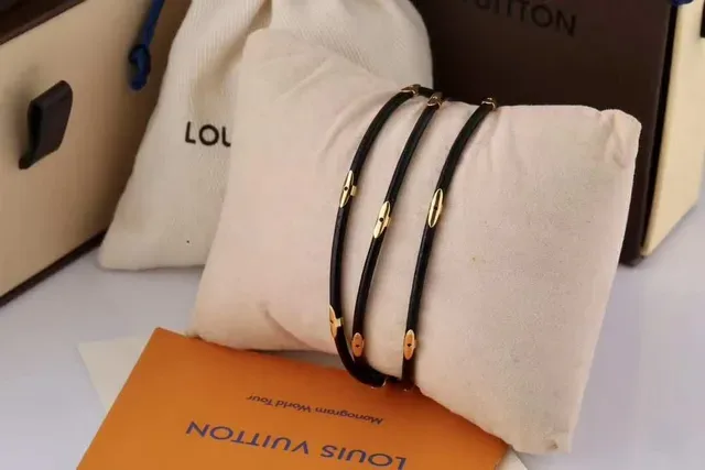 Louis Vuitton Multi-Wrap Black Cord and Gold-Tone Bracelet 5