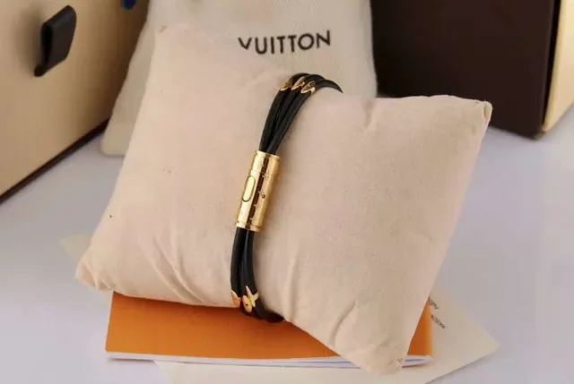 Louis Vuitton Multi-Wrap Black Cord and Gold-Tone Bracelet 6