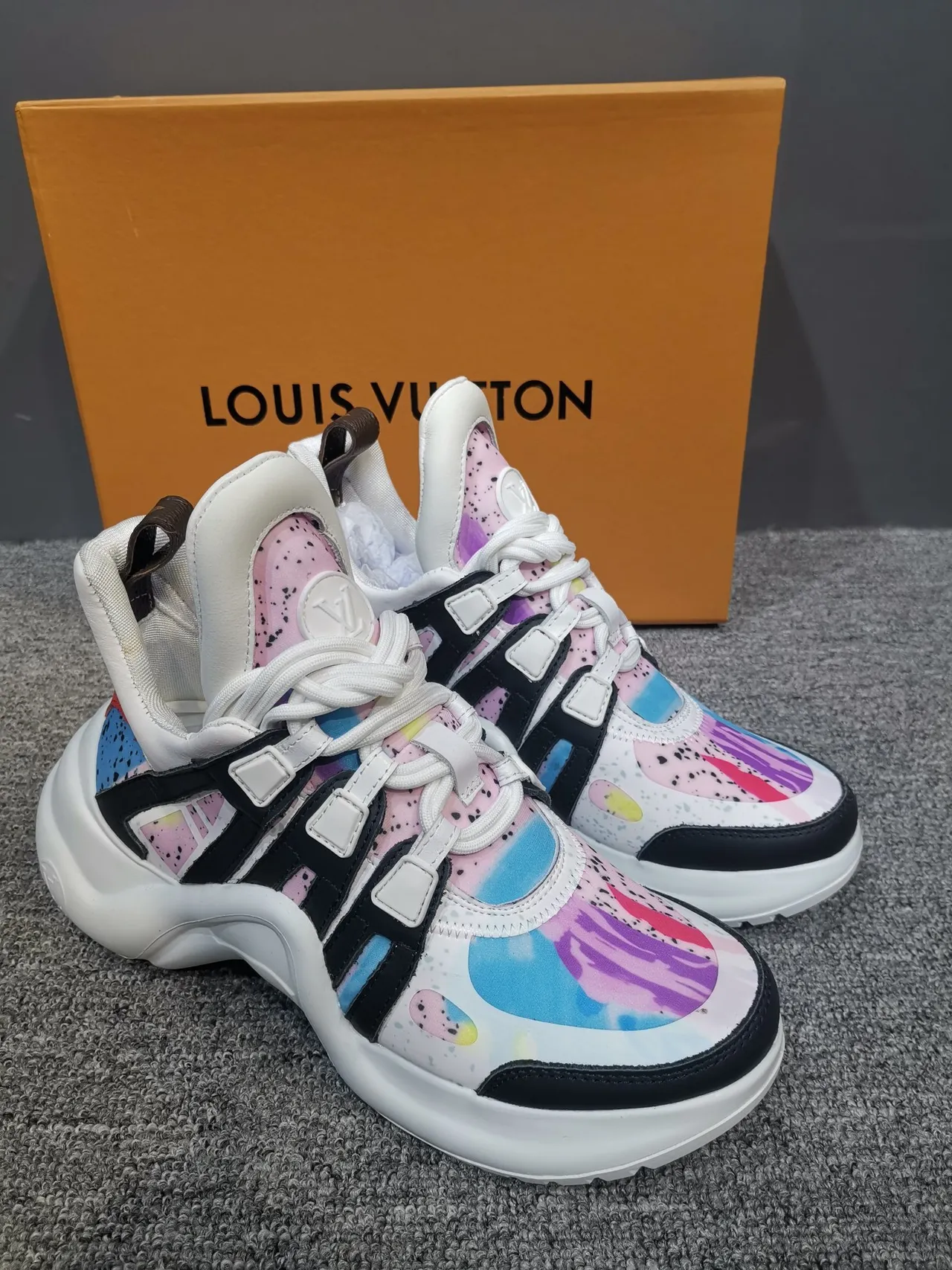 Louis Vuitton Multicolor Black Sole Abstract Print Chunky Sneakers 1