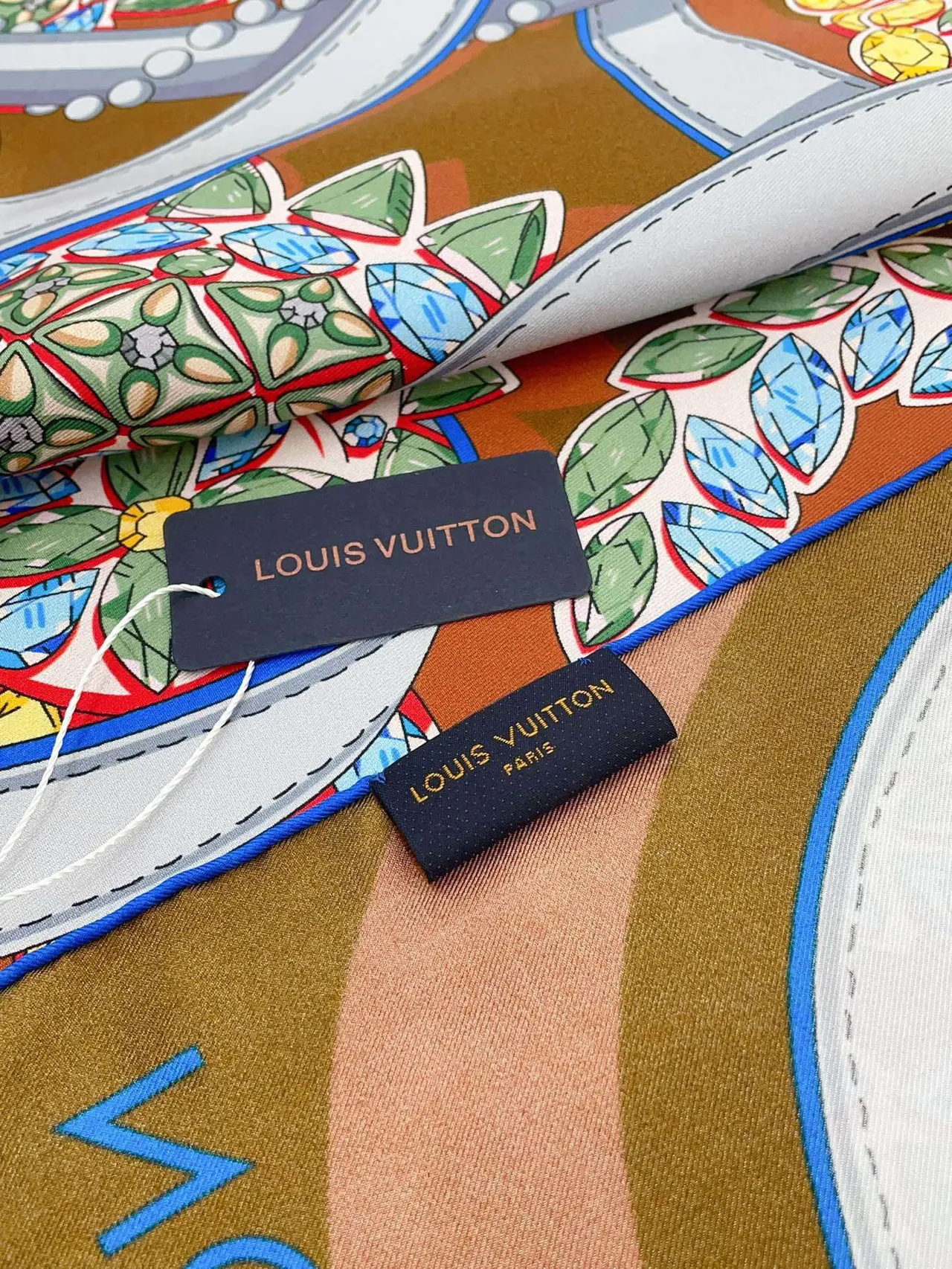 Louis Vuitton Multicolor Geometric Floral Silk Scarf 7