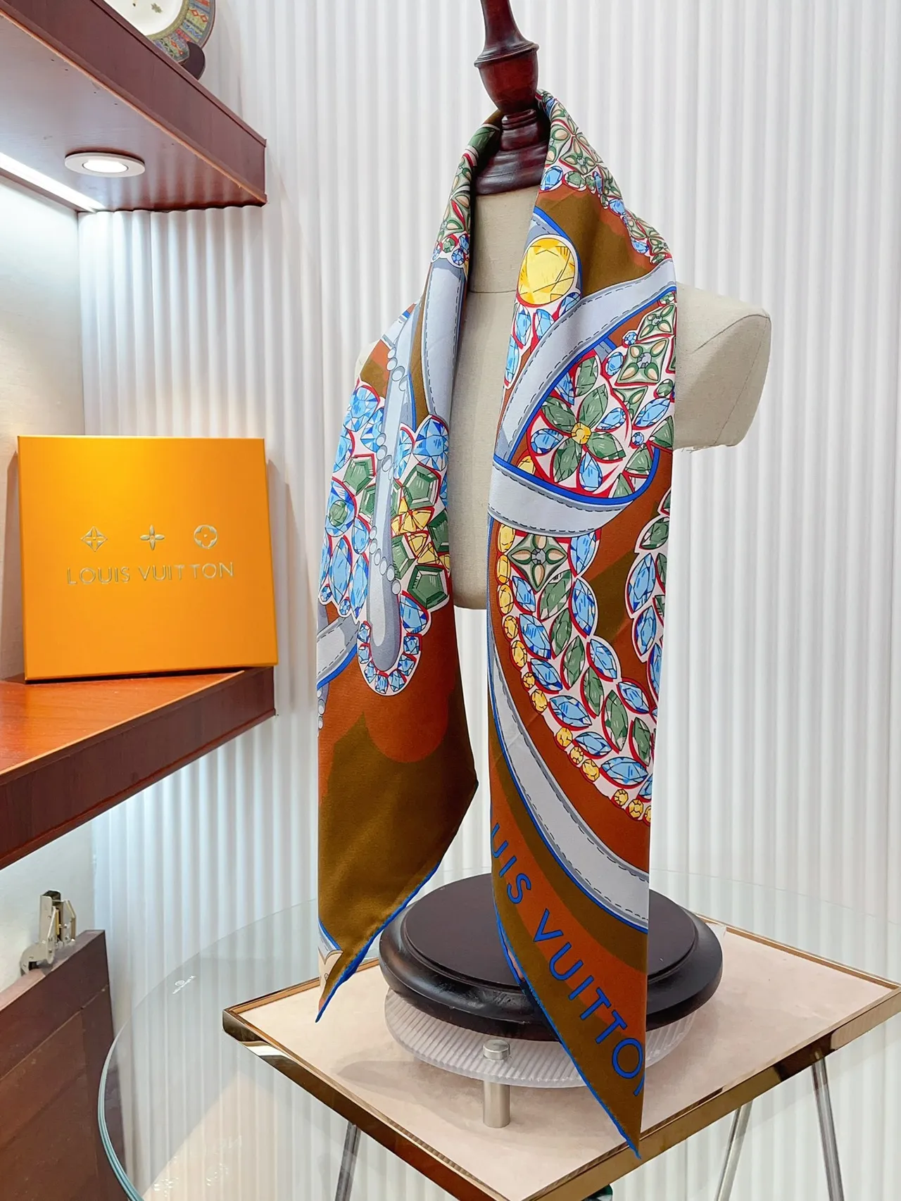 Louis Vuitton Multicolor Geometric Floral Silk Scarf 8