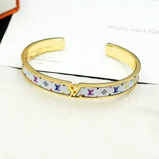 Louis Vuitton Multicolor Monogram Enamel Cuff Gold Metal Inlay Bracelet
