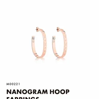 Louis Vuitton Nanogram Hoop Gold Monogram-Engraved Earrings