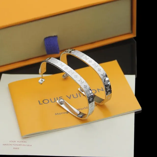 Louis Vuitton Nanogram Hoop Gold Monogram-Engraved Earrings 2