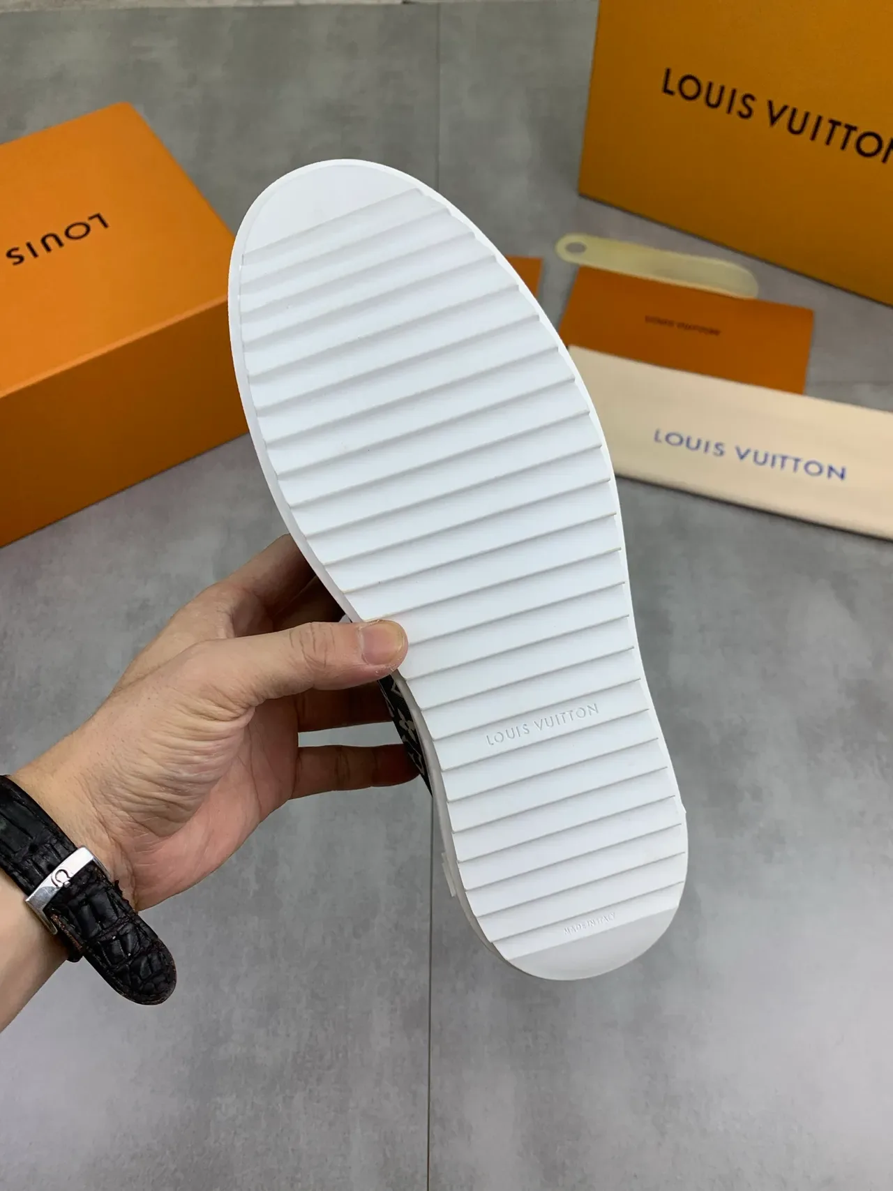 Louis Vuitton Navy Beige Monogram Canvas Platform Sole Lifestyle Sneakers 3