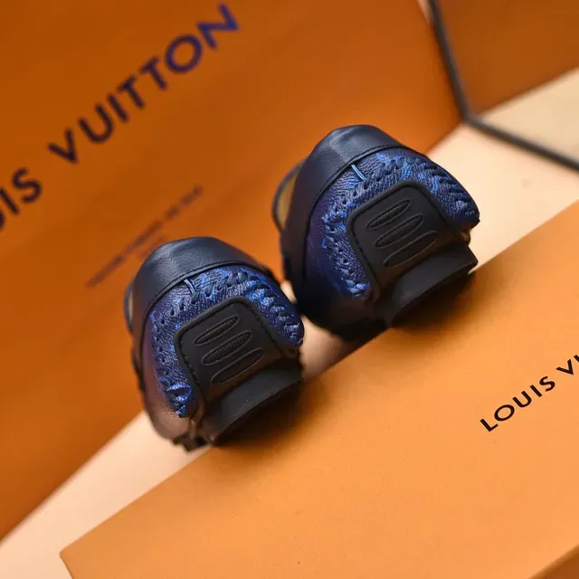 Louis Vuitton Navy Blue Monogram Canvas Moccasin-Stitched Toe Loafer 3