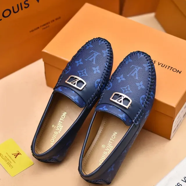 Louis Vuitton Navy Blue Monogram Canvas Moccasin-Stitched Toe Loafer 4