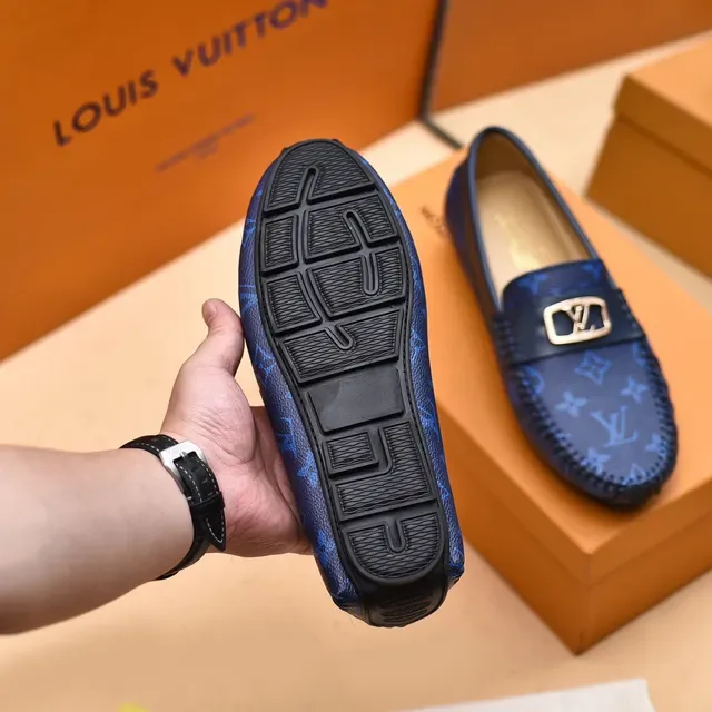 Louis Vuitton Navy Blue Monogram Canvas Moccasin-Stitched Toe Loafer 5