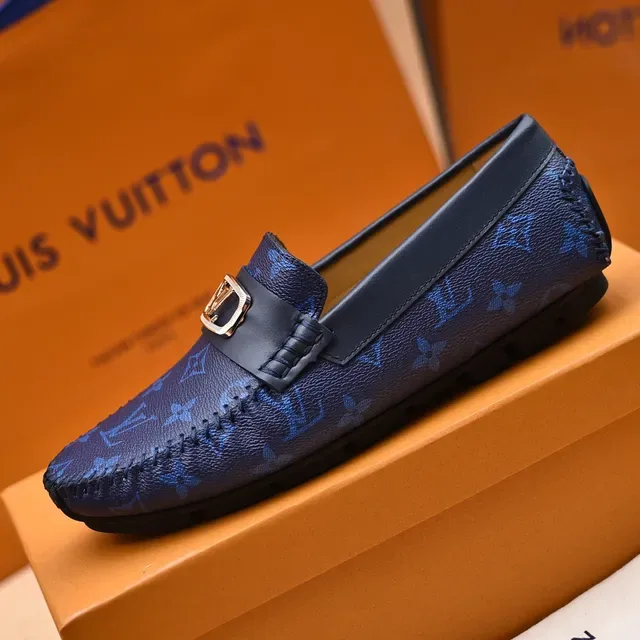 Louis Vuitton Navy Blue Monogram Canvas Moccasin-Stitched Toe Loafer 6