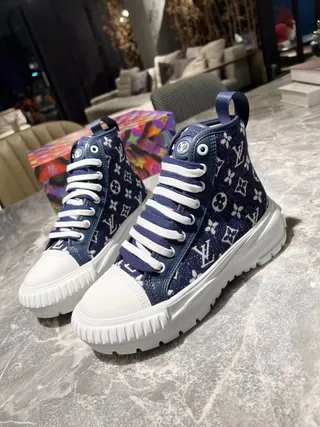 Louis Vuitton Navy White High-Top Monogrammed Canvas Lifestyle Sneakers 2