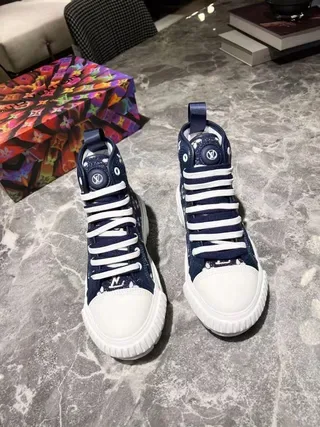 Louis Vuitton Navy White High-Top Monogrammed Canvas Lifestyle Sneakers 6