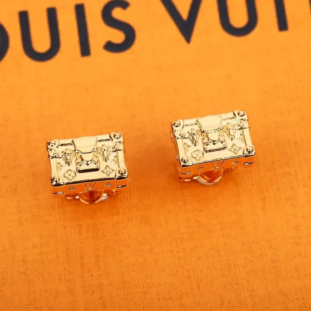 Louis Vuitton Petite Malle Gold Trunk-Shaped Earrings 2