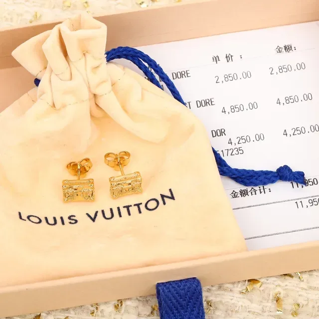Louis Vuitton Petite Malle Gold Trunk-Shaped Earrings 3