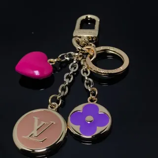 Louis Vuitton Pink Purple Gold-Tone Metal Enamel Charms Bracelet