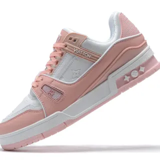 Louis Vuitton Zapatillas Lifestyle de Cuero y Sintético Rosa Blanco con Parte Superior Escultida y Suela Multicolor