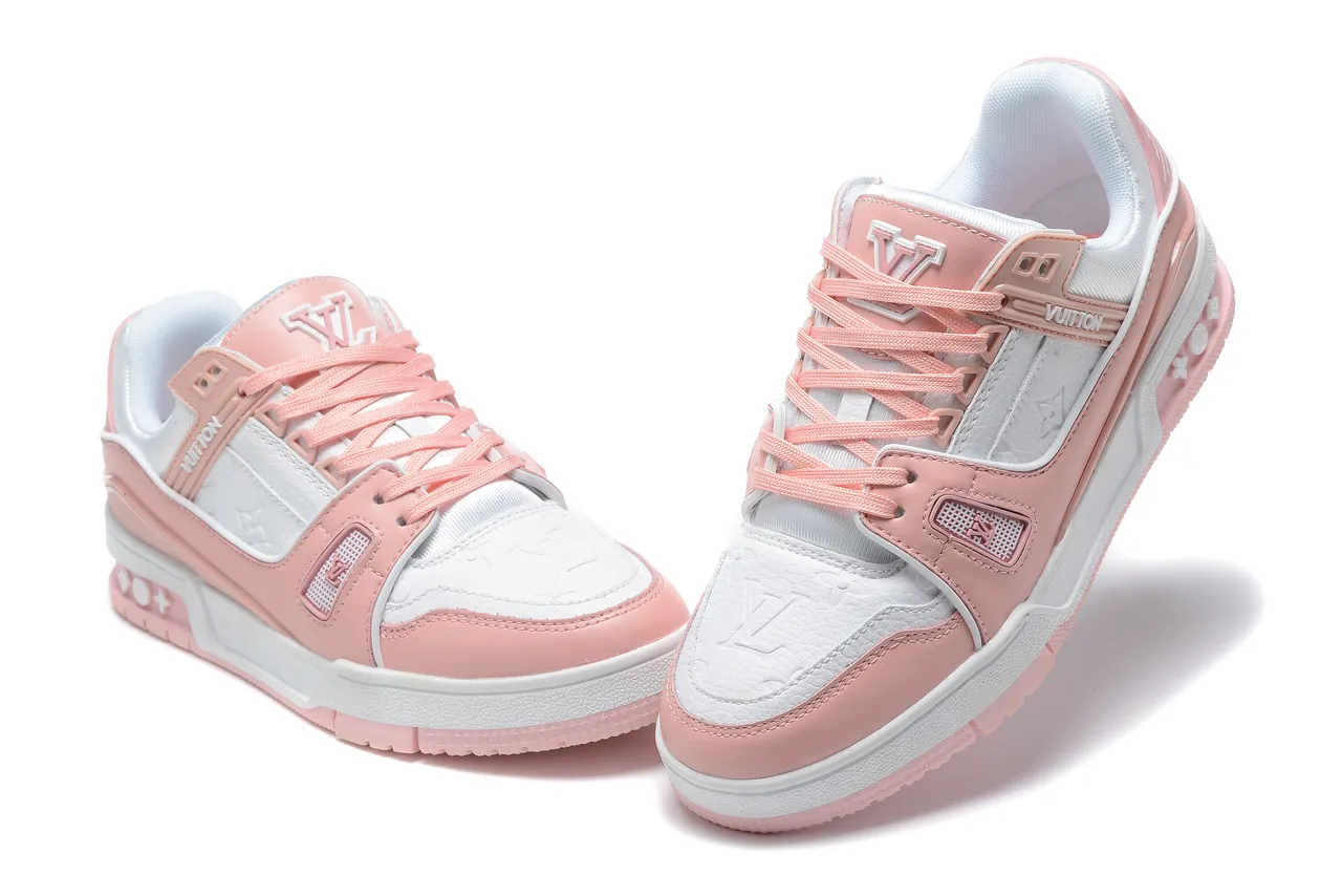 Louis Vuitton Pink White Layered Leather And Synthetic Upper Sculpted Multi-Tone Sole Lifestyle Sneakers 4