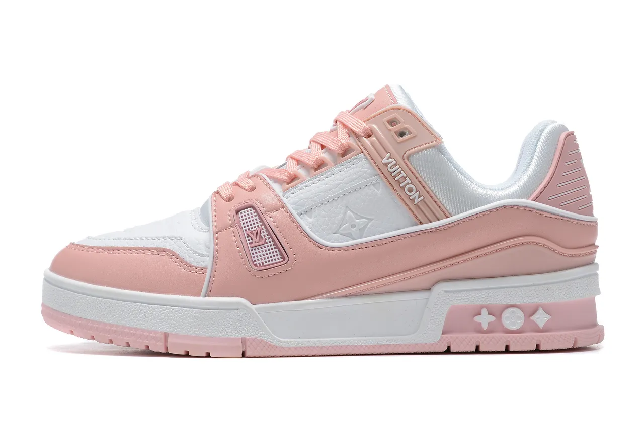 Louis Vuitton Pink White Layered Leather And Synthetic Upper Sculpted Multi-Tone Sole Lifestyle Sneakers 5