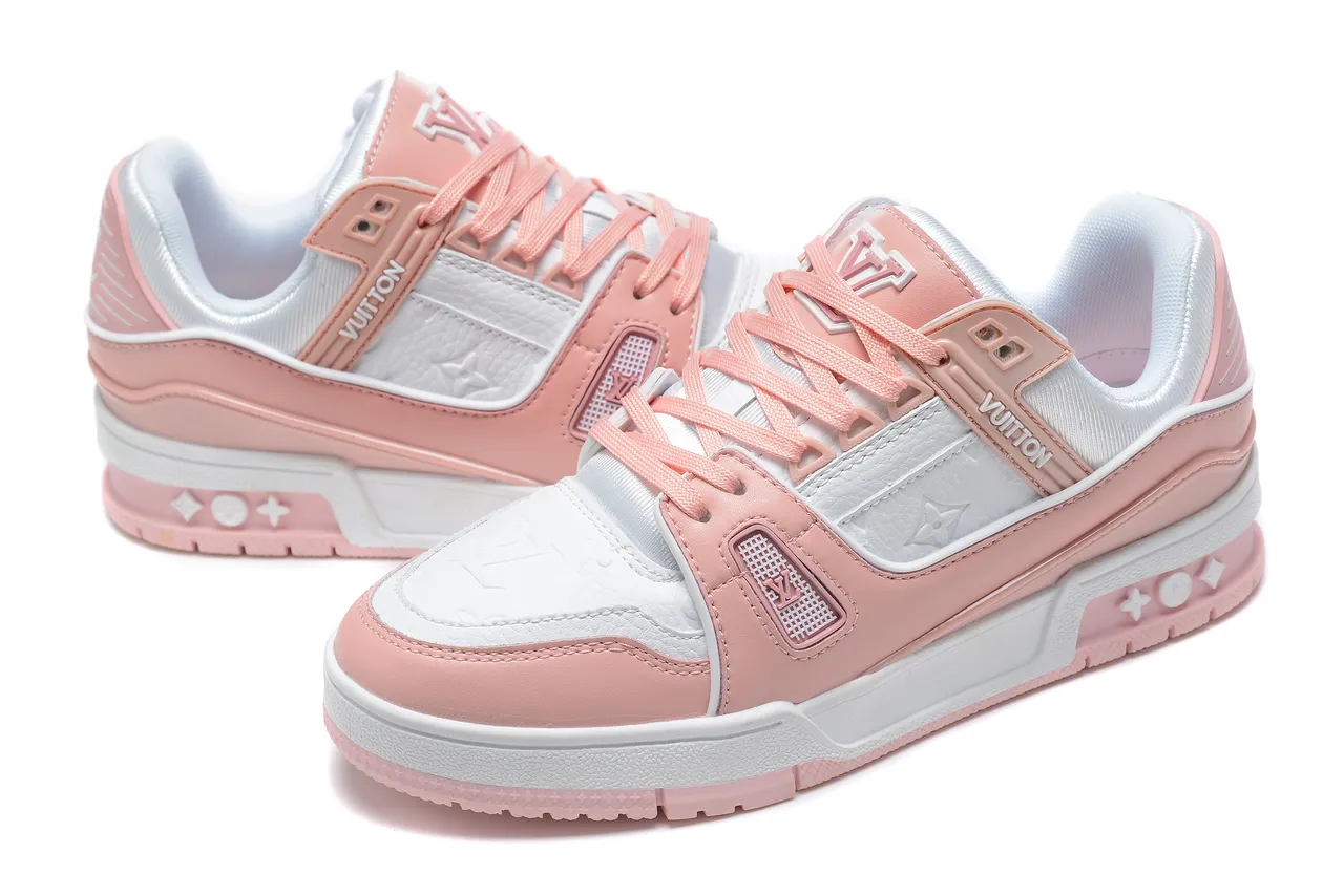 Louis Vuitton Pink White Layered Leather And Synthetic Upper Sculpted Multi-Tone Sole Lifestyle Sneakers 6