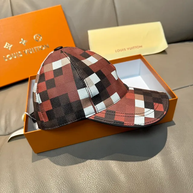 Louis Vuitton পিক্সেল চেকারবোর্ড বাদামী বহুবর্ণীয় বেসবল ক্যাপ 8