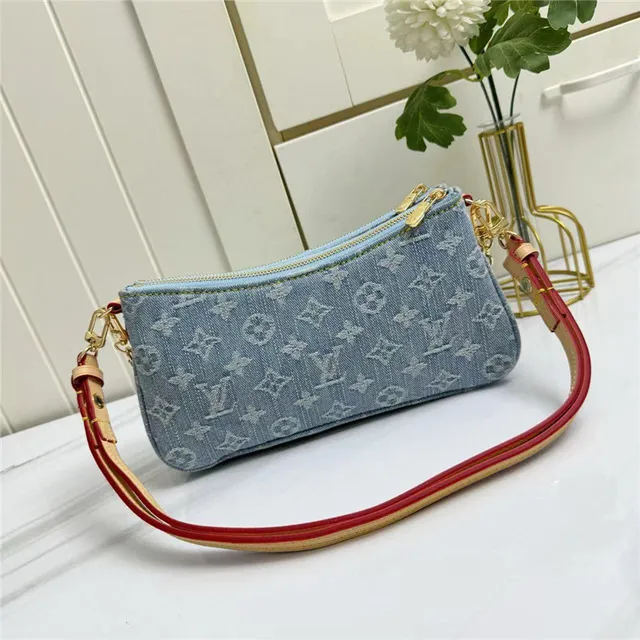 Louis Vuitton Pochette Metis Blue Gold Denim Monogram Strap Chain Bag 7