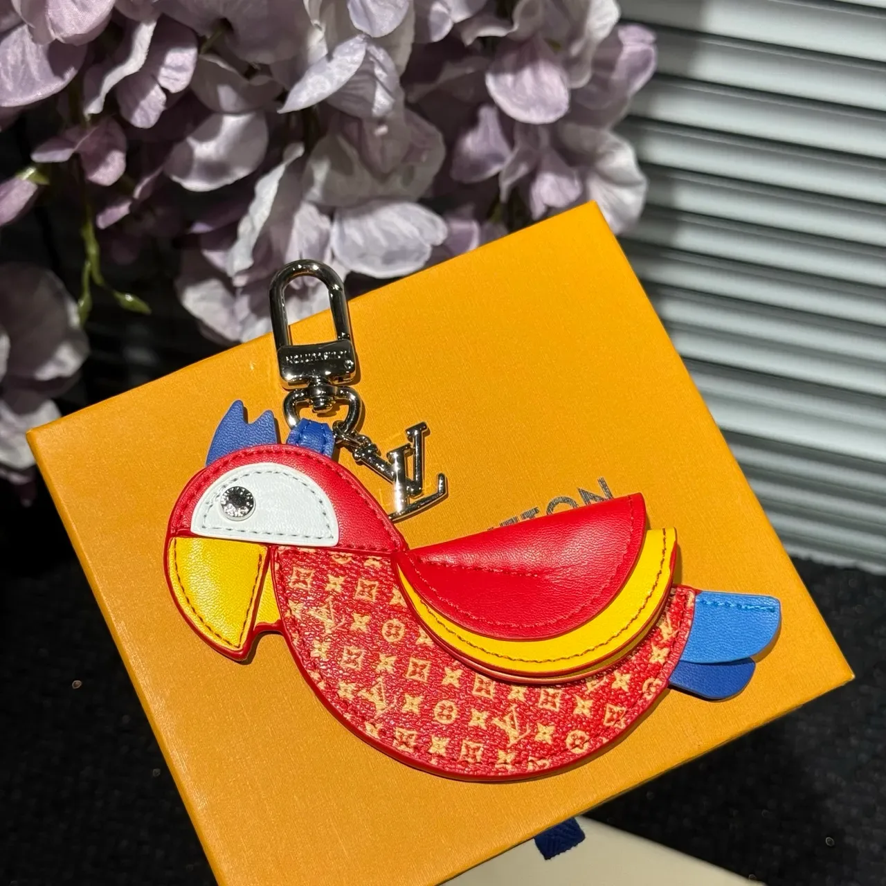 Louis Vuitton Red Multicolor Parrot-Shaped Monogram Leather Handbag 1