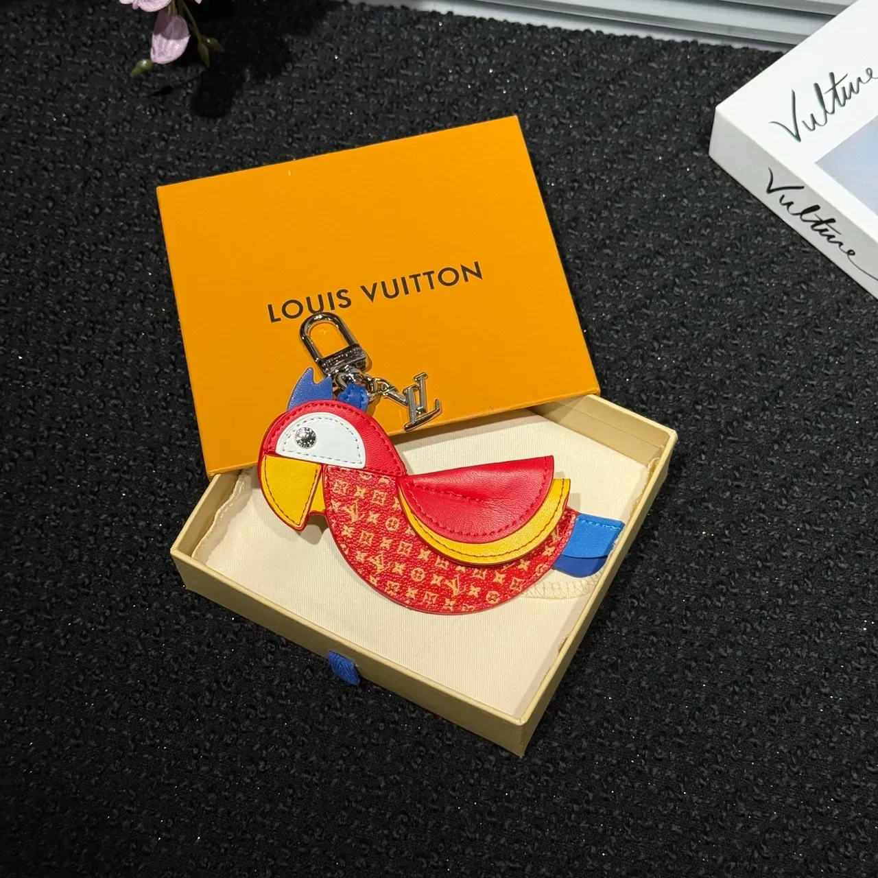 Louis Vuitton Red Multicolor Parrot-Shaped Monogram Leather Handbag 9