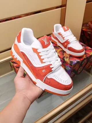 Louis Vuitton Red White Monogram-Printed Layered-Overlay Lifestyle Sneakers 7