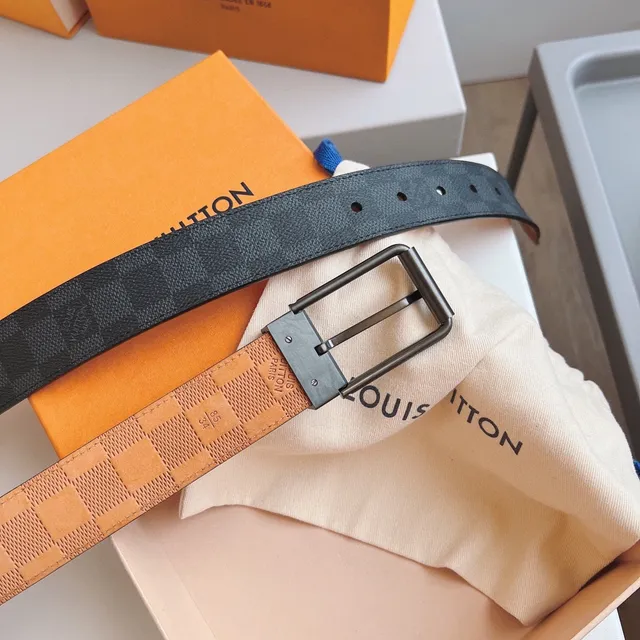 Louis Vuitton Reversible Belt Beige Black Damier Infini Leather Belt 3